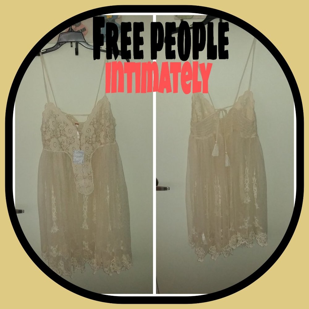 NWT FREE PEOPLE CROCHET & LACE SLIP DRESS SM